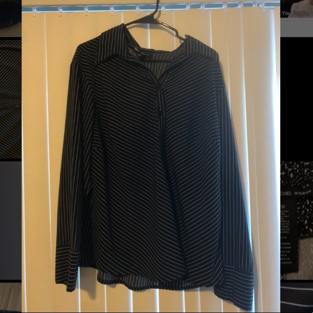 Women’s Long Sleeved Black Button-Down Top